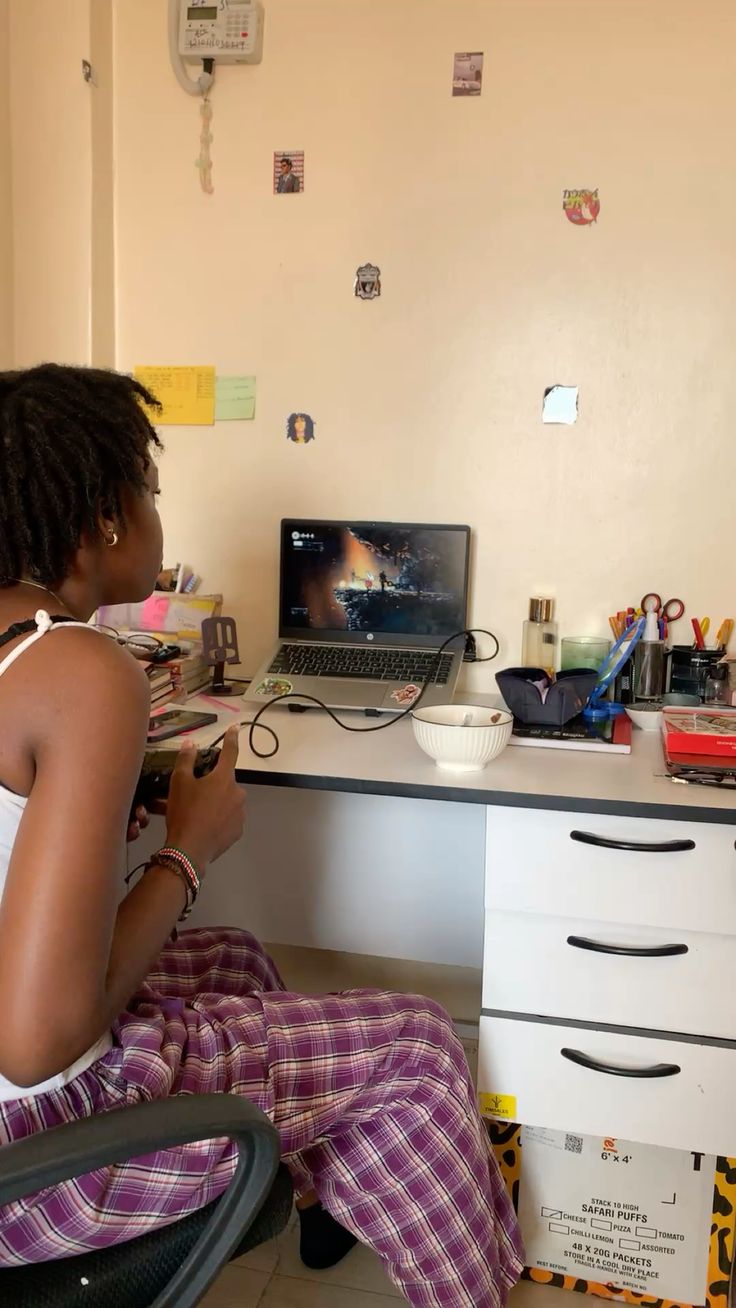 Student studying from home